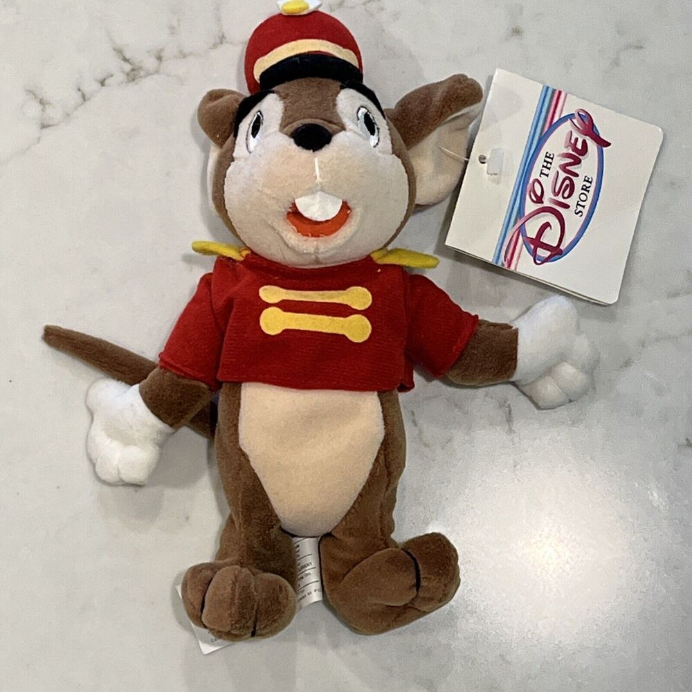 Disney Store Mini Bean Bag Stuffed Plush Toy Dumbo Timothy 8" NWT